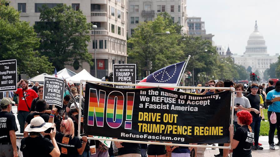 Hundreds of counterprotesters, including Antifa, confront the 'Unite the Right II' march toward the White House; Griff Jenkins reports on what happened on the ground.