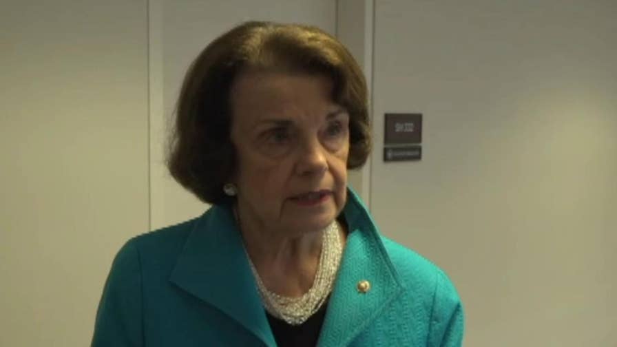 The senator speaks to reporters on Capitol Hill.
