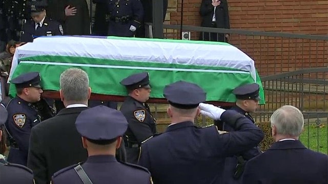 Family and fellow NYPD officers bid farewell to Officer Liu