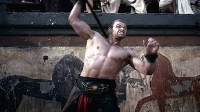 Kellan Lutz flexes his muscles in 'Hercules'