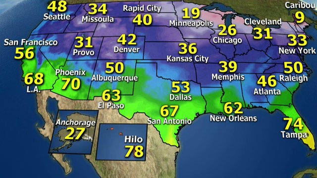 National forecast for Thursday, January 9