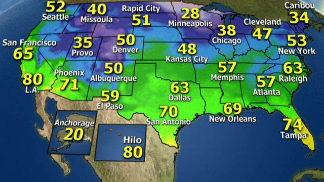 National forecast for Monday, January 13