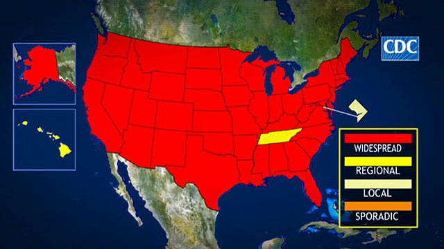 Widespread flu cases spread to 48 states