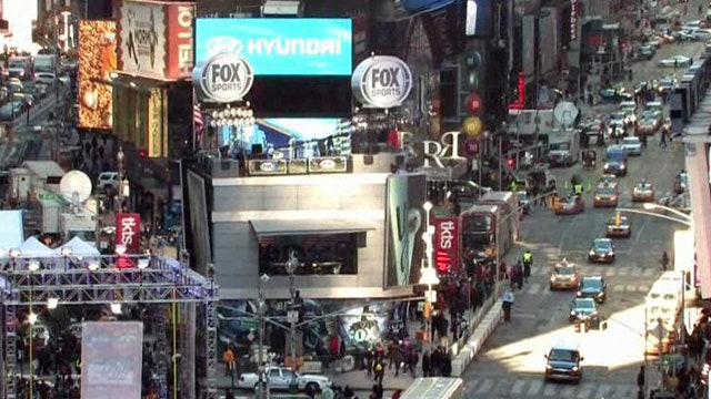 Times Square gearing up for the Super Bowl