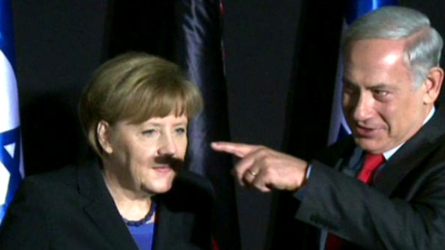 Merkel's shadow mustache goes viral