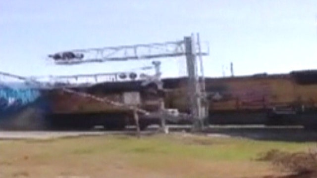 Raw video: train vs. truck