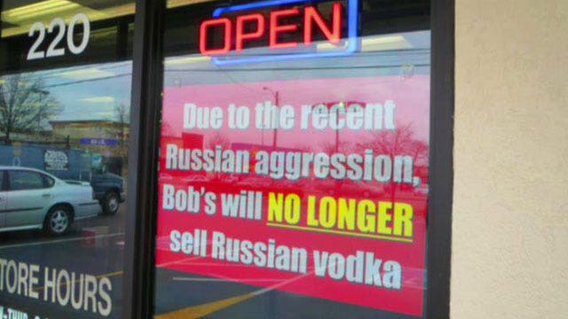 Liquor store owner stops sale of Russian vodka
