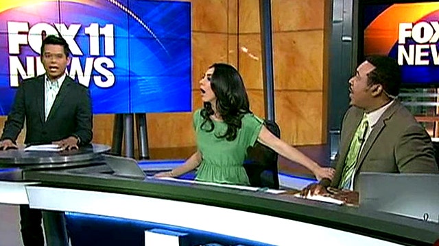 Watch as earthquake interrupts local newscast in Los Angeles
