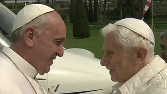 Pope Emeritus Benedict XVI and Pope Francis meet