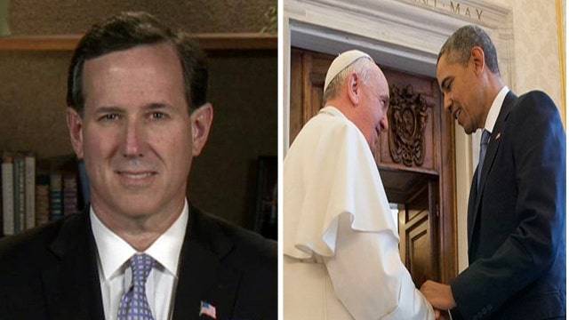 Santorum on Obama's intention of meeting with the Pope