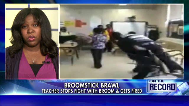 Teacher fired after breaking up fight with broom