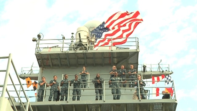 KT McFarland on the USS Oak Hill for Fleet Week