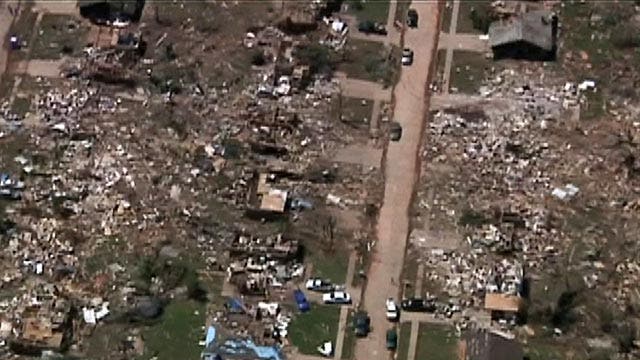 Aerial view of Oklahoma tornado damage