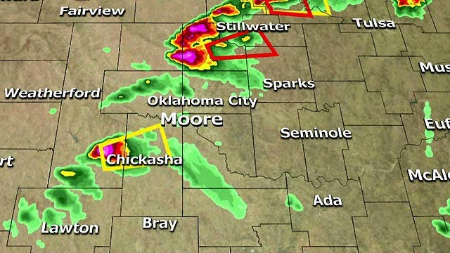 Severe weather moving into hard-hit central Okla.