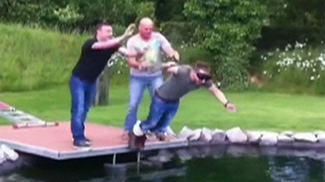 Groom takes the plunge