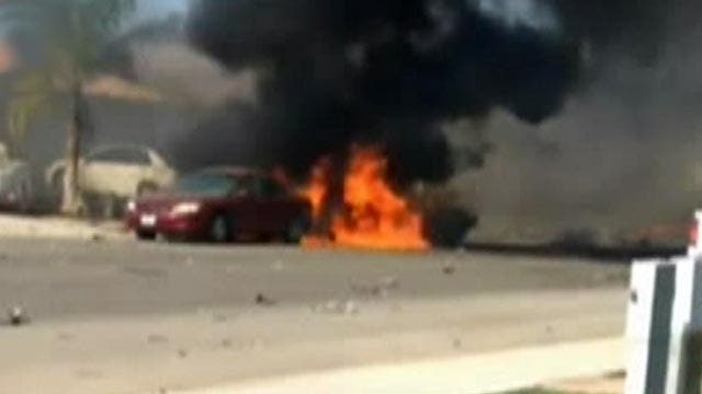 Navy fighter jet crashes and explodes in Calif. neighborhood