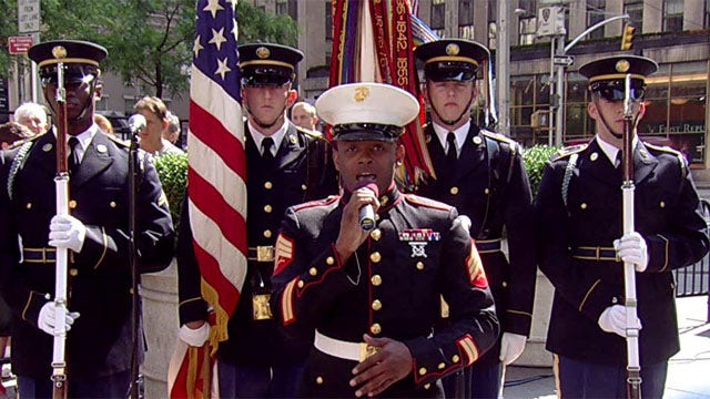 Sgt. Lashawn Jasper sings National Anthem for Flag Day