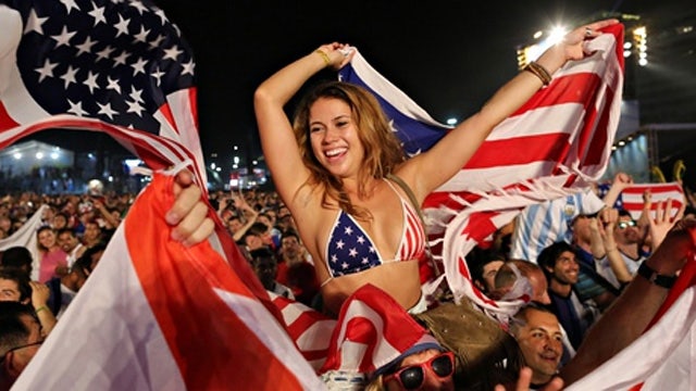 Fans gather to watch the U.S. take on Portugal