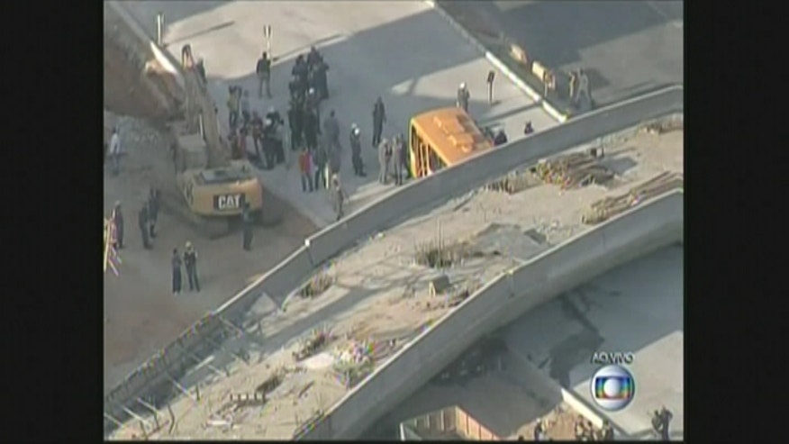 An overpass in Brazil that was part of the World Cup infrastructure plan has collapsed onto vehicles below.