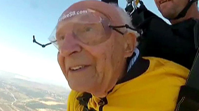 100-year-old skydives for his birthday