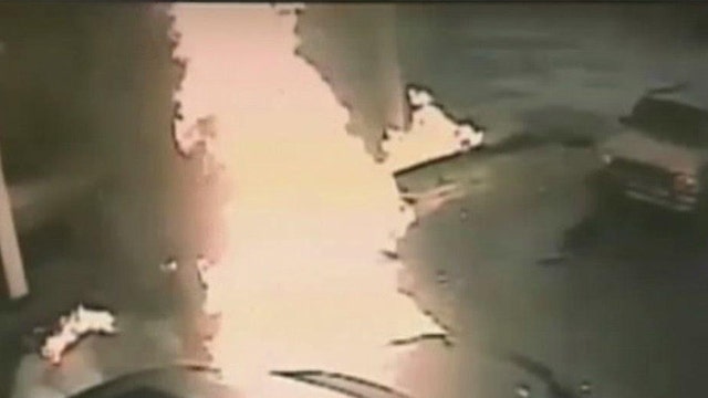 Car plows into gas station triggering explosion