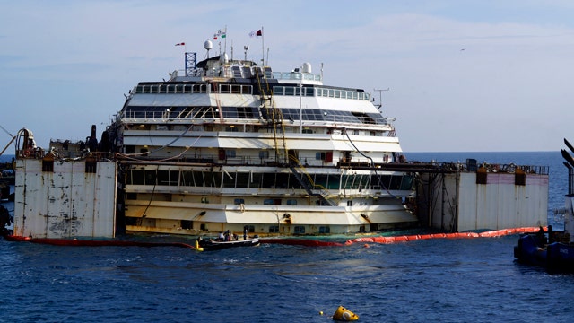 Shipwrecked Costa Concordia refloated