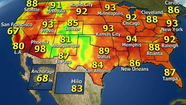 National forecast for Tuesday, 7/16