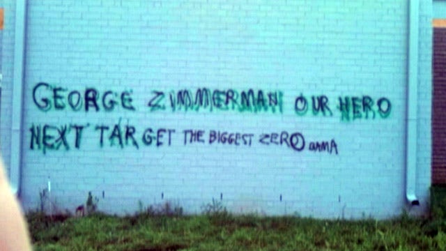 Hateful graffiti praises Zimmerman, threatens Obama