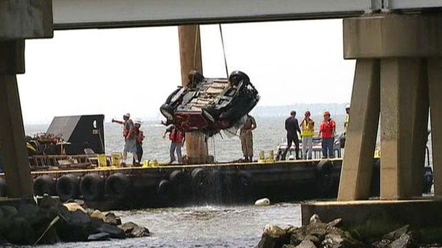 Driver survives 40-foot fall off bridge