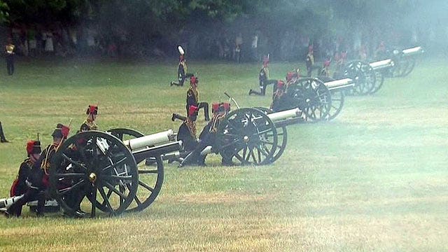 41 gun salute, bells ring at Westminster Abbey