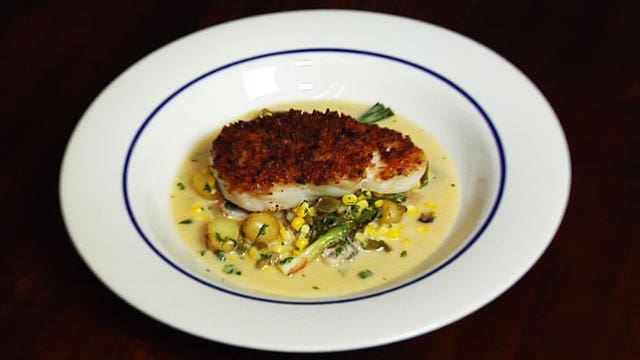 Point Judith Cod with Clam Succotash
