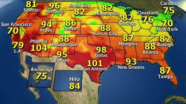 National forecast for Thursday, 7/25