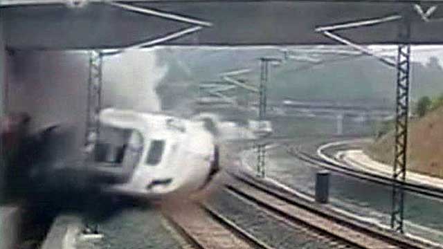 Deadly train crash caught by security cameras
