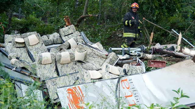 Dozens killed after bus plunges off bridge in southern Italy