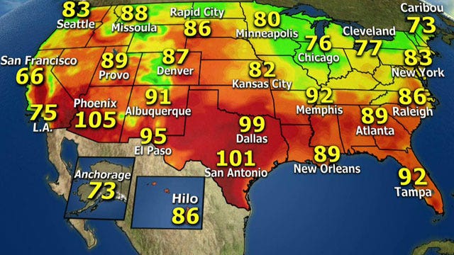 National forecast for Tuesday, 7/30