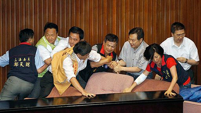 Brawl breaks out between lawmakers in Taiwan