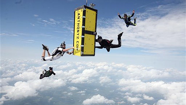 Daredevil survives skydive from plane locked in coffin