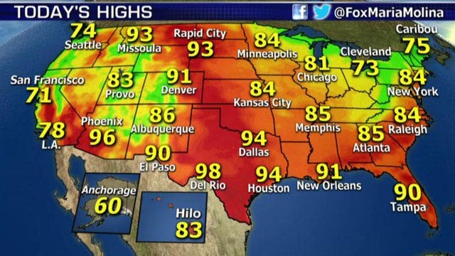 National forecast for Wednesday, August 13