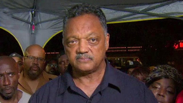 Rev. Jesse Jackson appears at protest in Ferguson