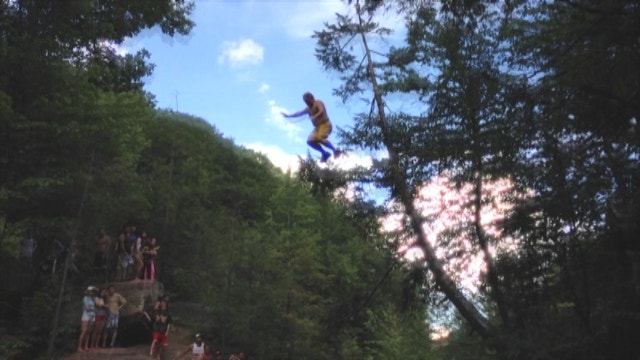 Man Jumps From The Top Of A Tree