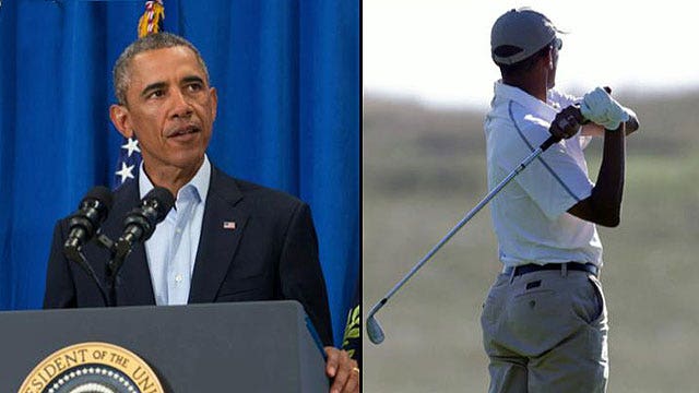 Obama hits golf course after addressing journalist's death