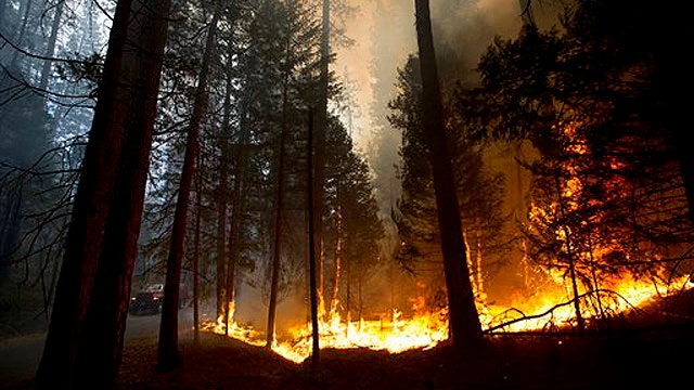 Calif. wildfire doubles in size, spreads into Yosemite