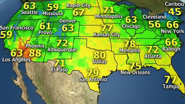 National forecast for Saturday, August 24