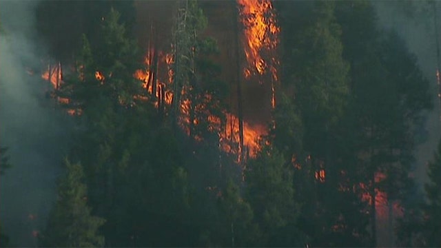 Wildfires rage through the area of Yosemite National Park