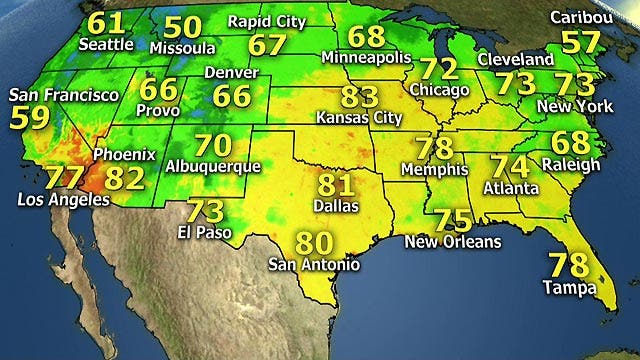 National forecast for Saturday, August 31