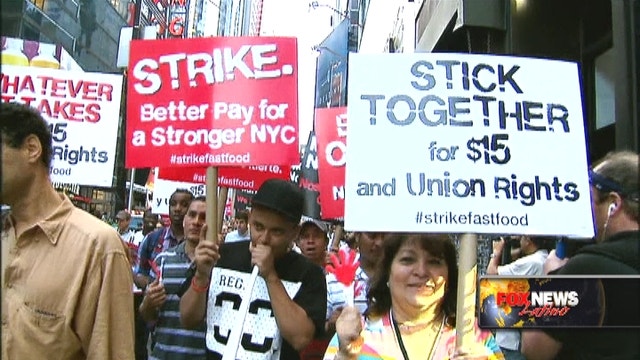 Fast-food workers demand $15 an hour