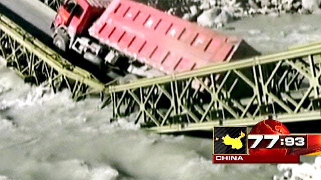 Overloaded big rig collapses bridge in China