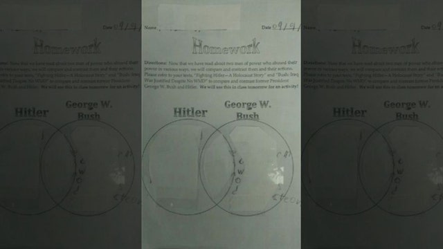 Six-graders assigned to compare George Bush to Adolf Hitler