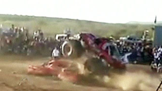 Monster truck spins out of control, barrels into crowd