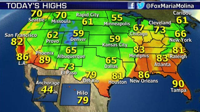 National forecast for Monday, October 13